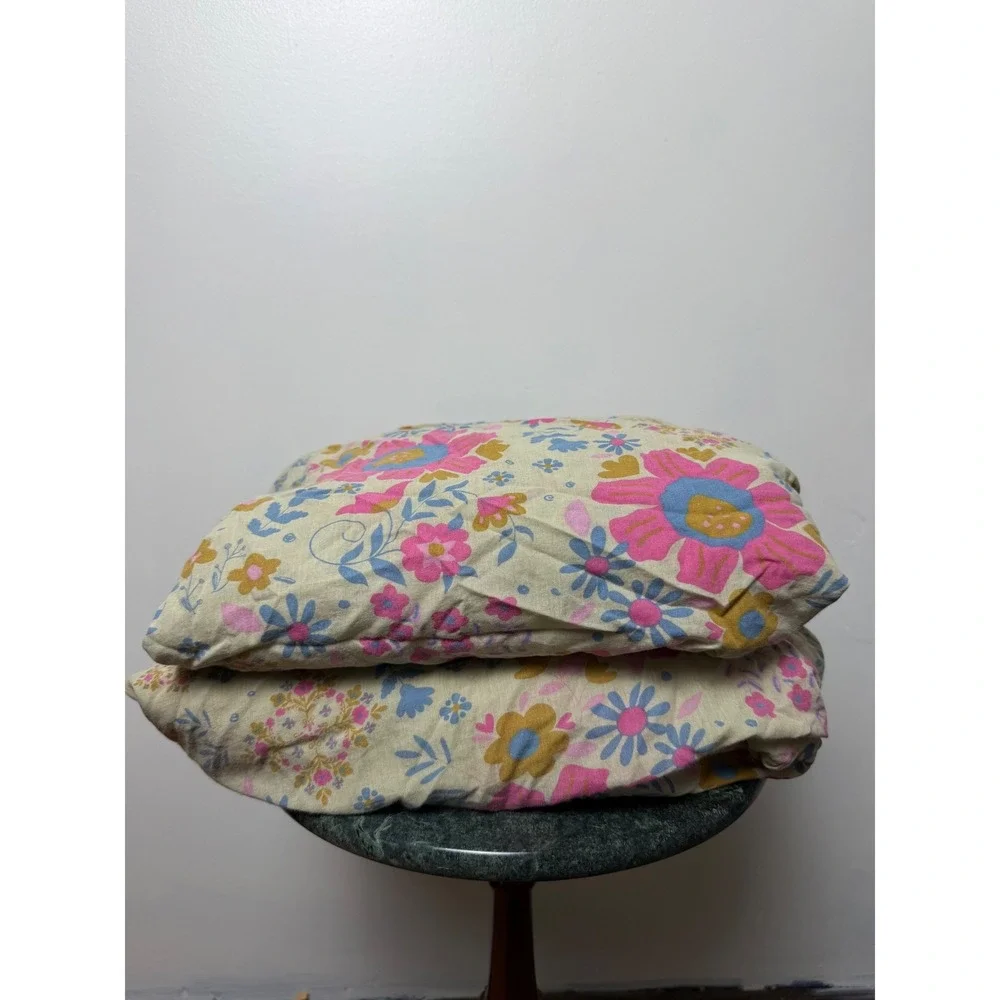 Natural Life Set (2) Twin Floral Fitted Bed Sheets 100% cotton boho maximalist